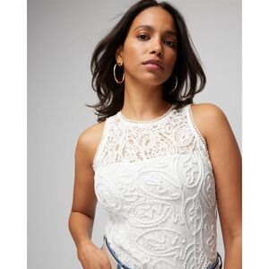 White House Black Market Sleeveless Sleeveless Lace Shell Top White Size 8 New